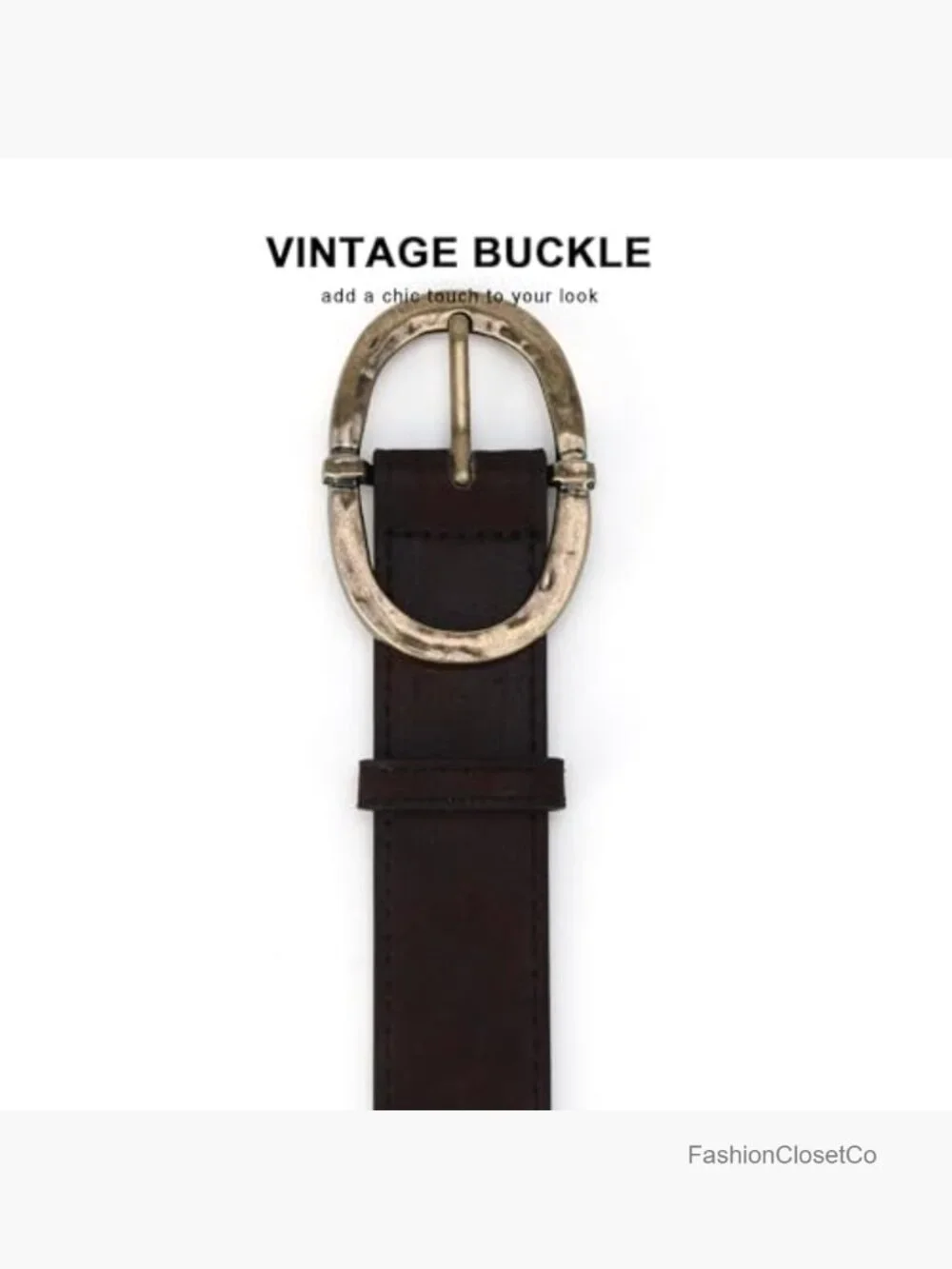 Faux Leather Western Belt with Vintage Buckle for Women